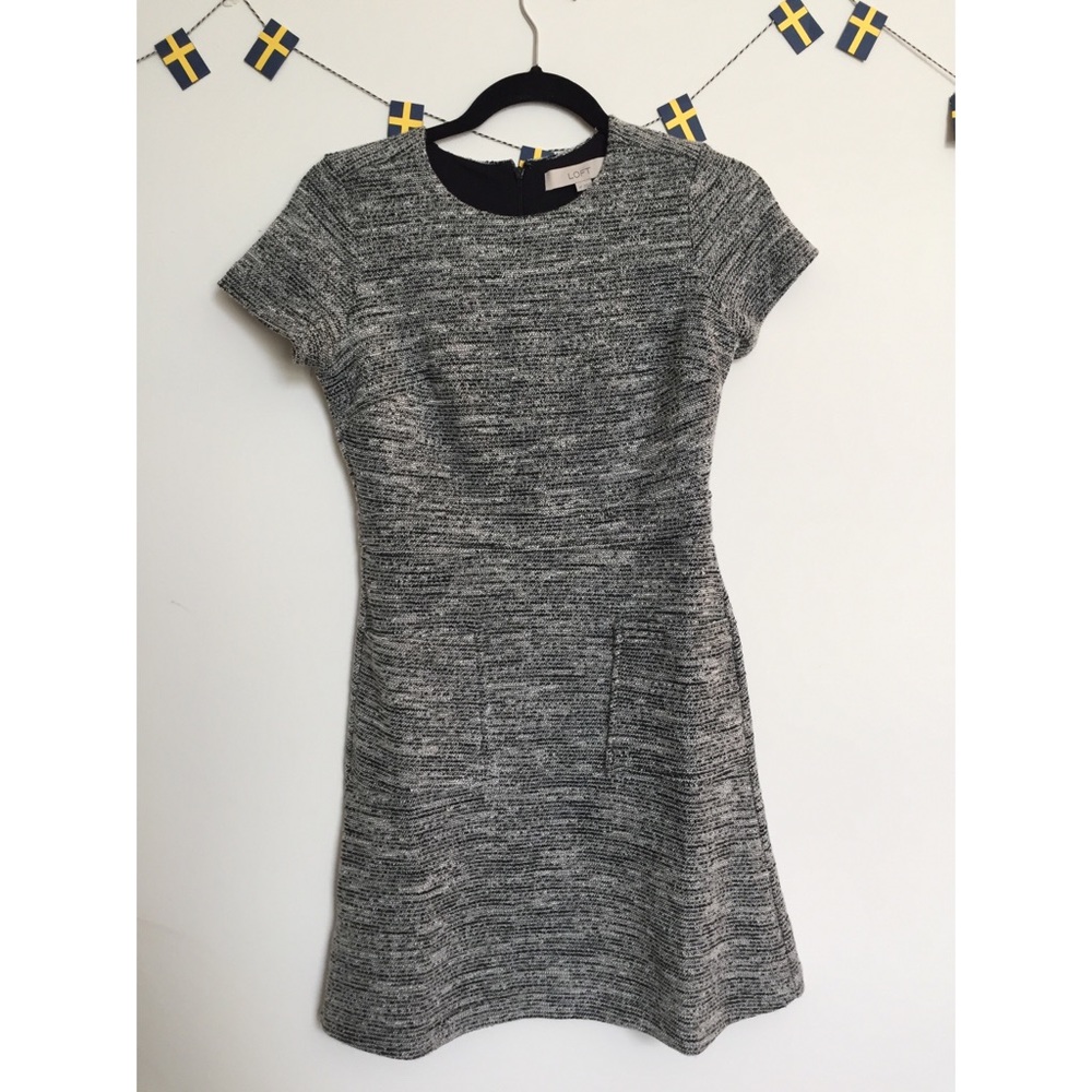 Ann Taylor loft grey petite mini work dress